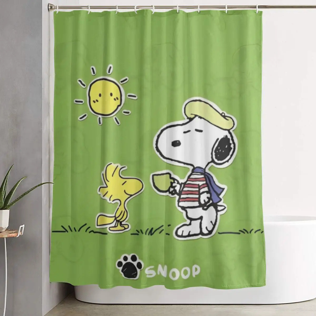 Green Snoopy Shower Curtain 