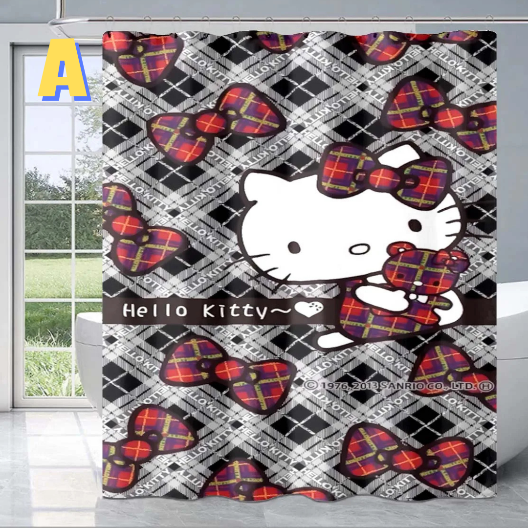 Grey Hello Kitty Shower Curtain