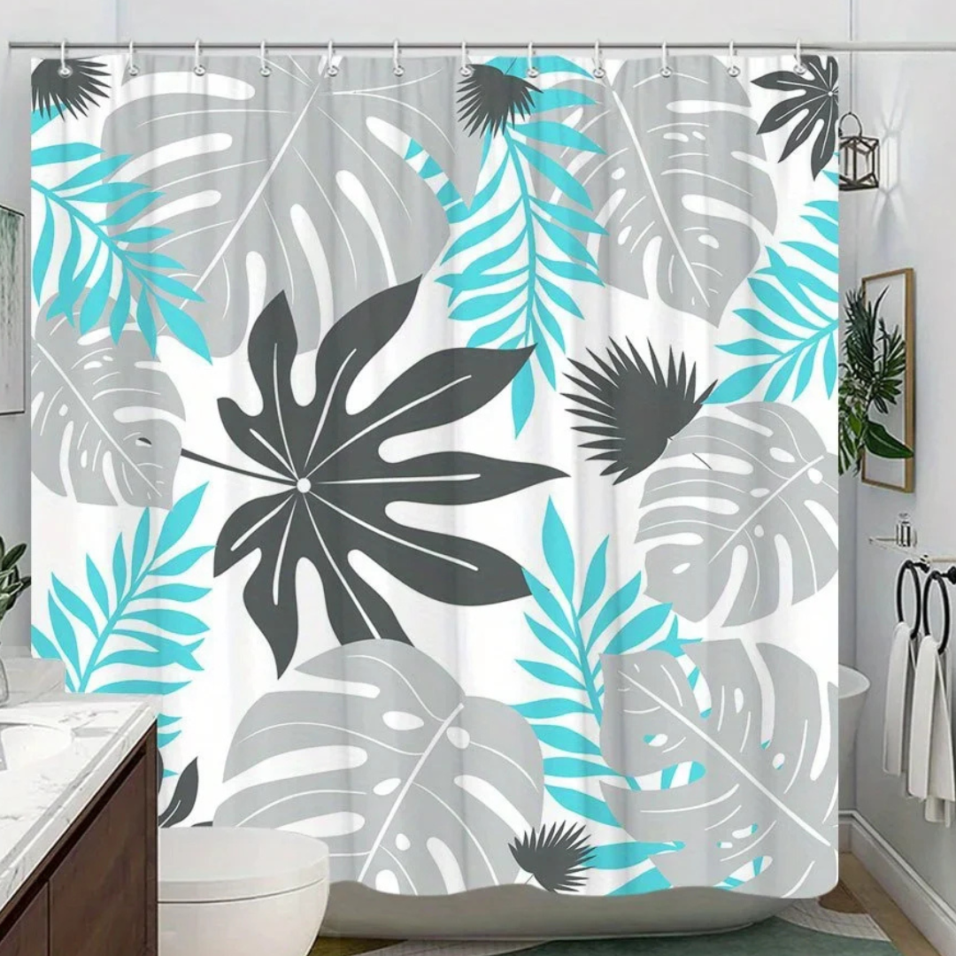 Gray Monstera Shower Curtain
