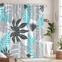 Thumbnail for Trendy Gray Monstera Shower Curtain