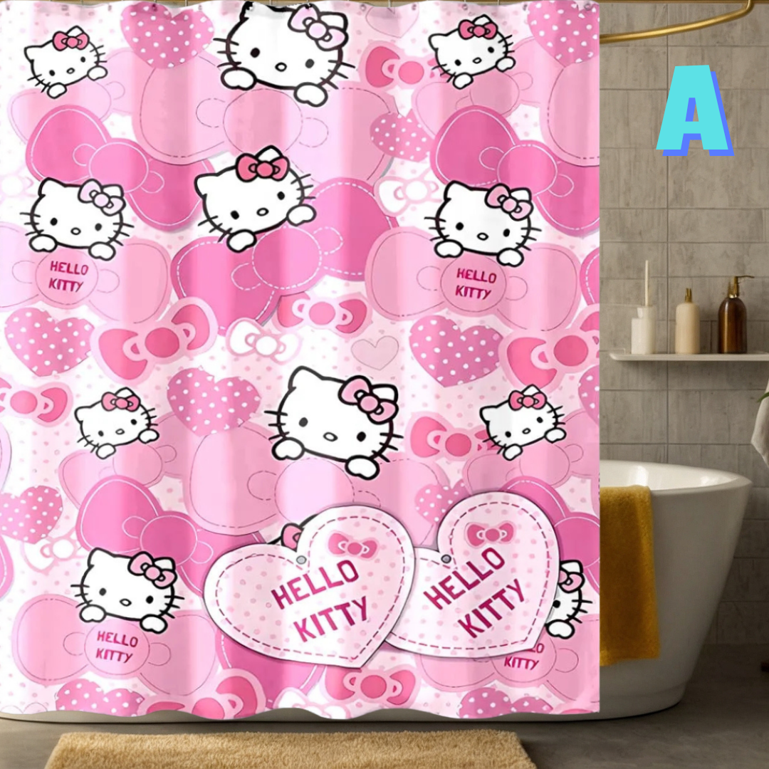 Heart-Shaped Hello Kitty Shower Curtain