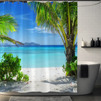 Thumbnail for Heavenly Tropical Beach Palm Tree Shower Curtain