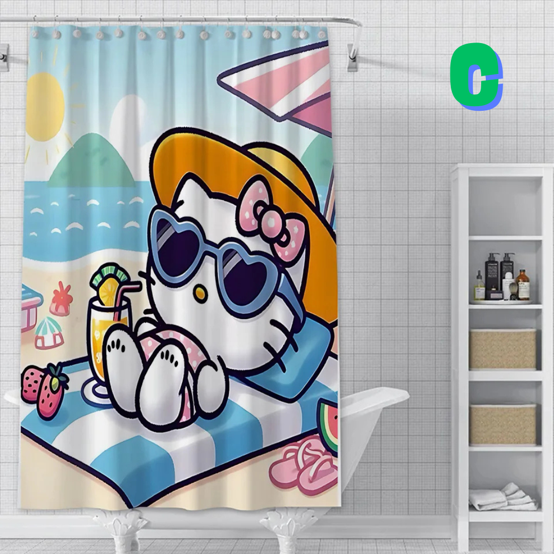 Hello Kitty Beach Shower Curtain WITH SUNGLASSES