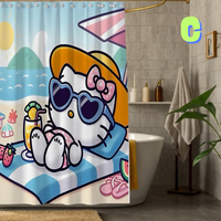 Thumbnail for Hello Kitty Beach Shower Curtain WITH SUNGLASSES