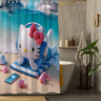 Thumbnail for Hello Kitty Headphones Shower Curtain