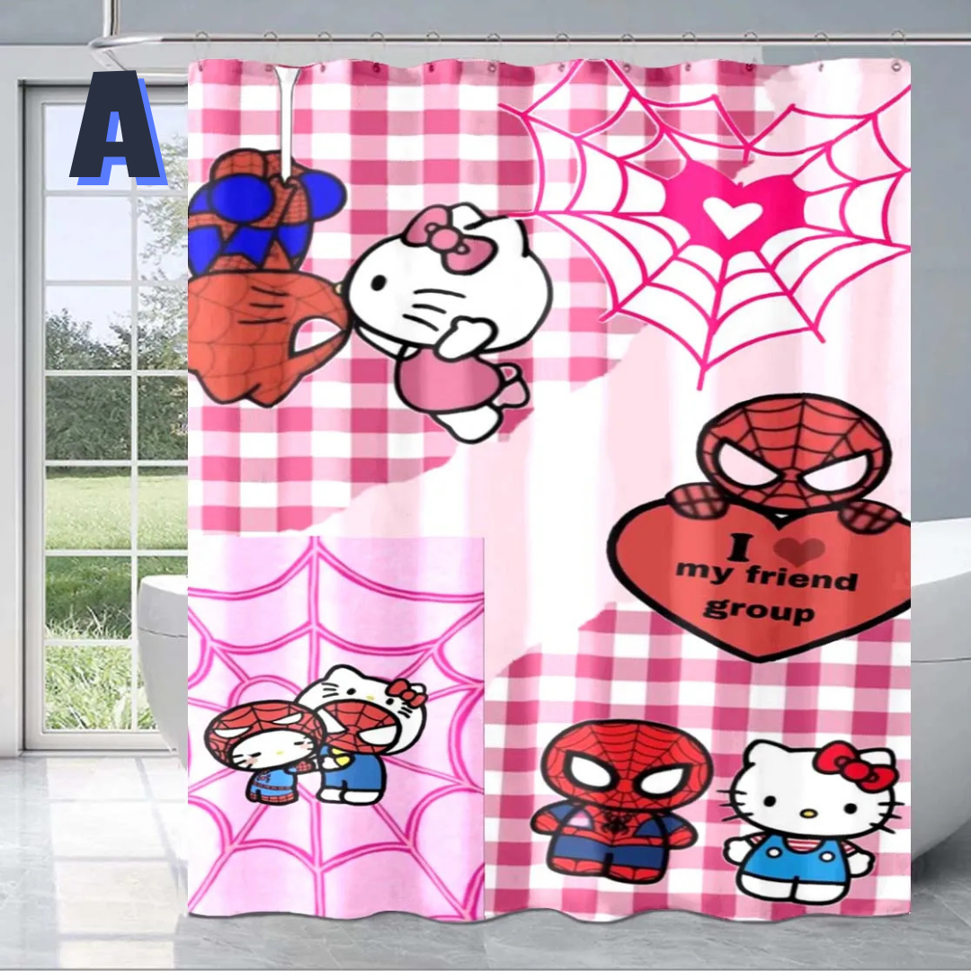 Hello Kitty Spiderman Shower Curtain