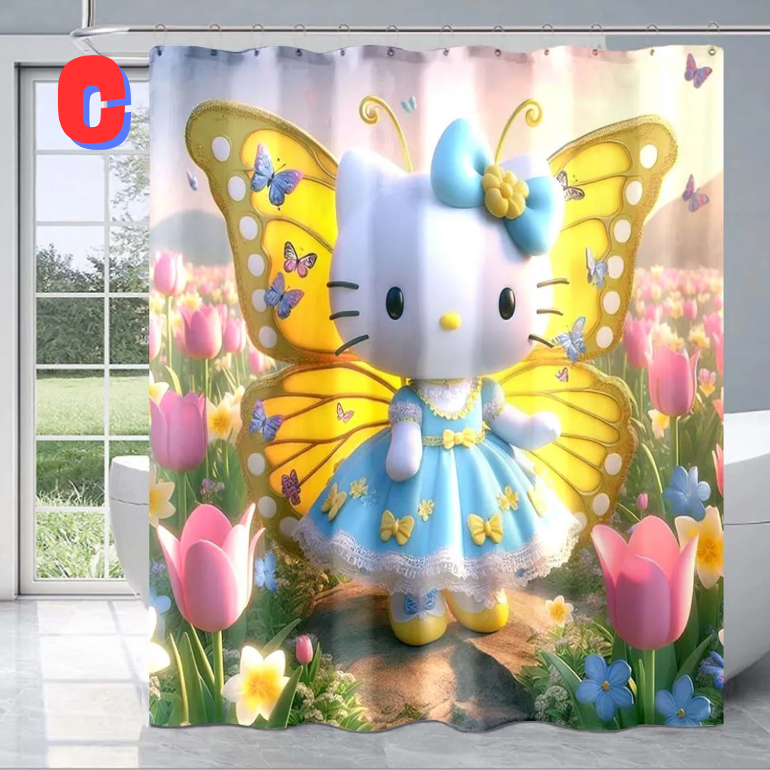 YELLOW Hello Kitty Spring Shower Curtain