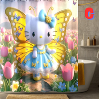 Thumbnail for YELLOW butterfly Hello Kitty Spring Shower Curtain