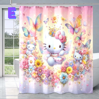 Thumbnail for Hello Kitty Spring Shower Curtain WITH BUTTERFLIES