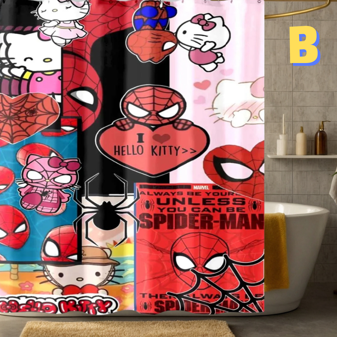 Hello Kitty Spiderman multicolor Shower Curtain
