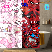Thumbnail for Hello Kitty Spiderman black and pink Shower Curtain