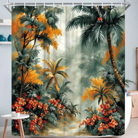 Thumbnail for Hibiscus Jungle Palm Shower Curtain