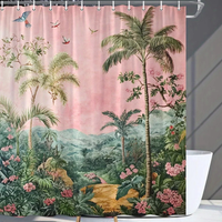 Thumbnail for Hibiscus & Palm Tree Tropical Shower Curtain