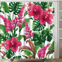 Thumbnail for Hibiscus Plumeria Monstera Shower Curtain
