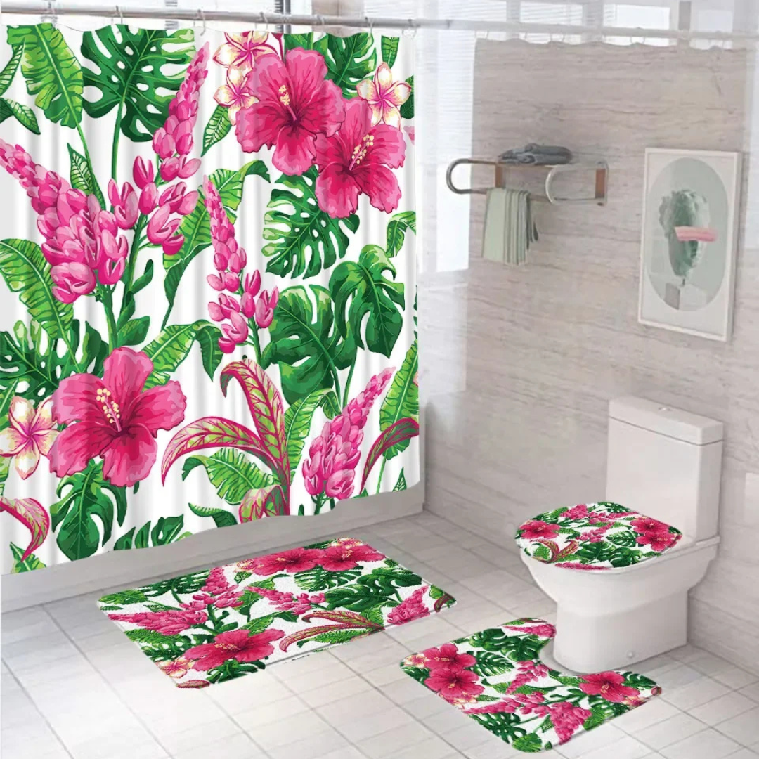 Hibiscus Shower Curtain Set