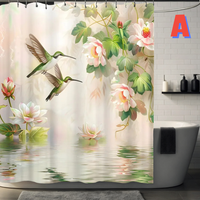 Thumbnail for Hummingbird Floral Shower Curtain