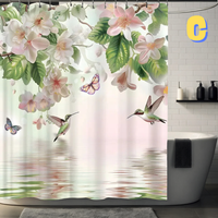 Thumbnail for CUTE Hummingbird Floral Shower Curtain