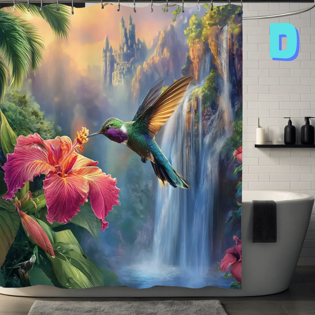 Hummingbird Floral AND WATERFALL Shower Curtain