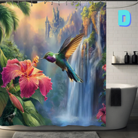 Thumbnail for Hummingbird Floral AND WATERFALL Shower Curtain