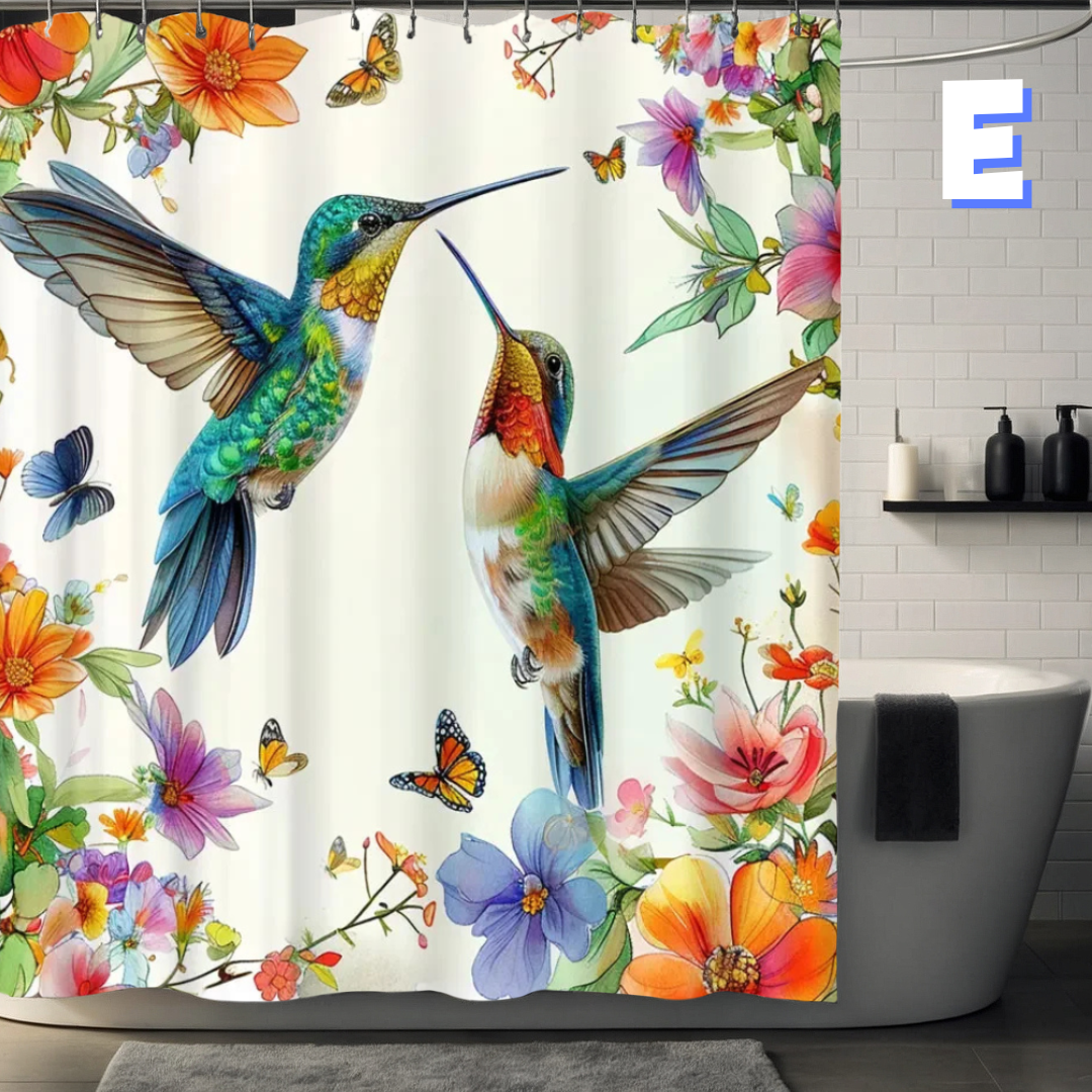Hummingbird Floral AND BUTTERFLY Shower Curtain