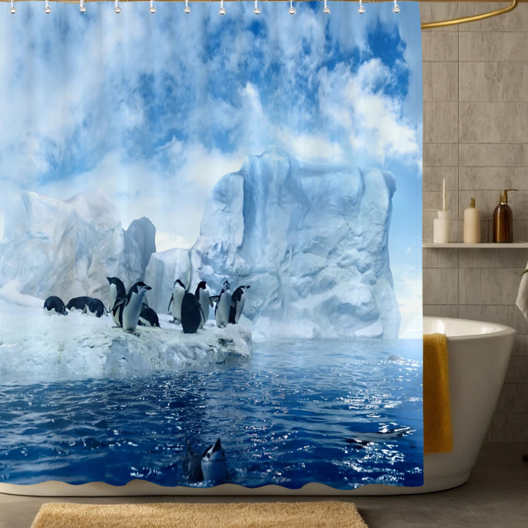 Iceland Penguin Shower Curtain