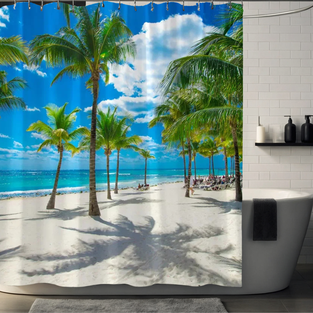 Island Glow Palm Tree Shower Curtain