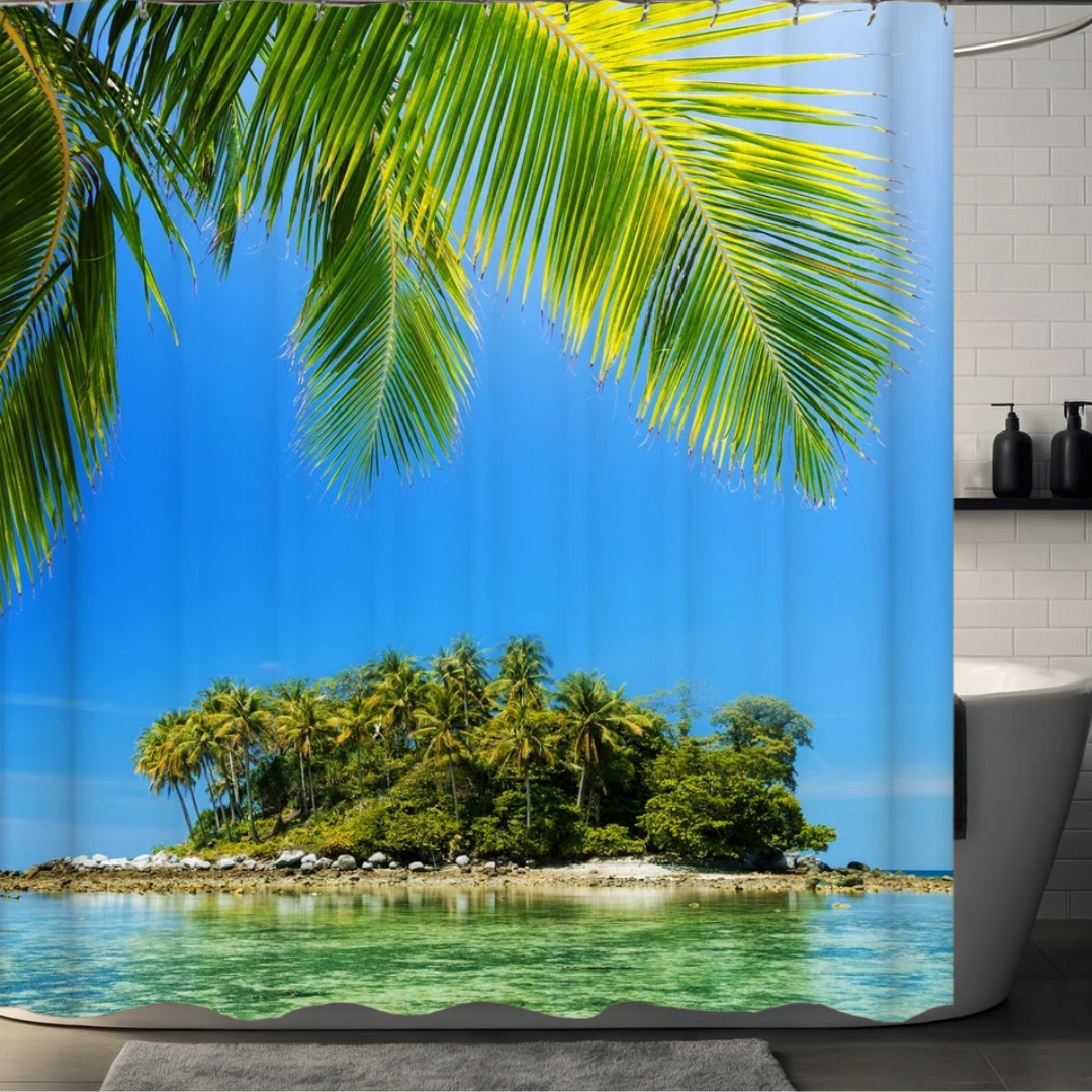 Island Odyssey Palm Tree Shower Curtain