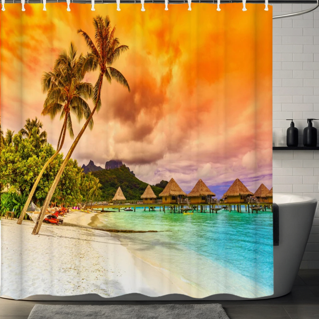 Island Paradise Palm Tree Shower Curtain