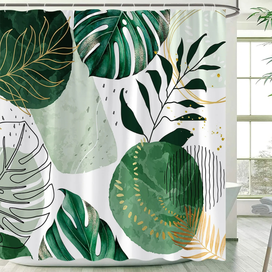 Jade Dreamy Monstera Shower Curtain