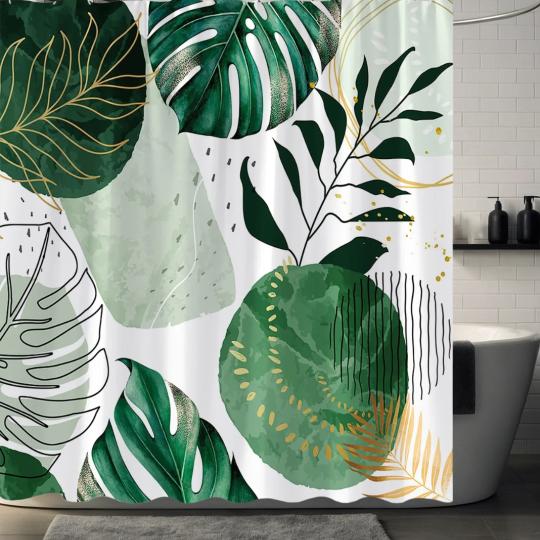 Jade Dreamy Monstera Shower Curtain