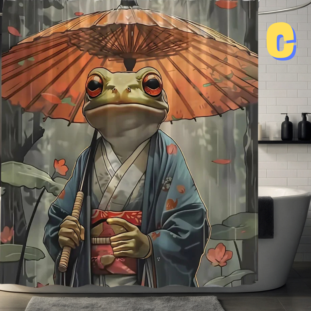 Japanese Frog WITH UMBRELLA Shower Curtain