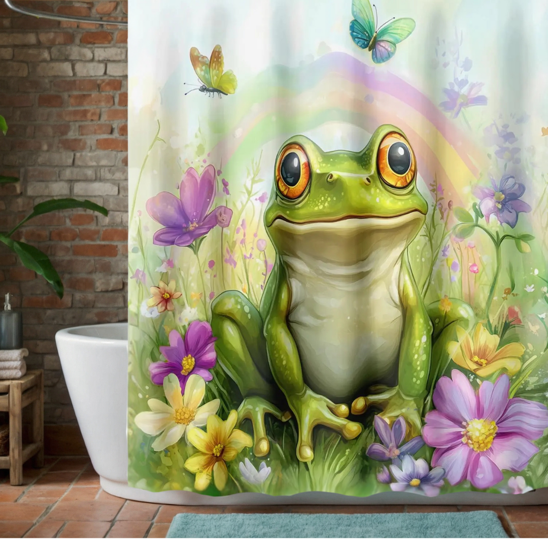 Kawaii Frog Shower Curtain