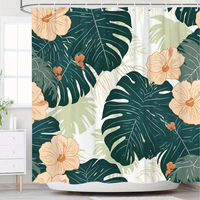 Thumbnail for Leo Dark Green Monstera Shower Curtain