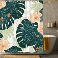 Thumbnail for Leo Dark Green Monstera Shower Curtain