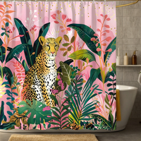Thumbnail for Leopard Haven Monstera Shower Curtain