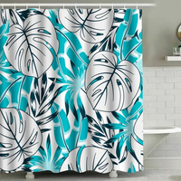 Thumbnail for Light Blue Monstera Shower Curtain