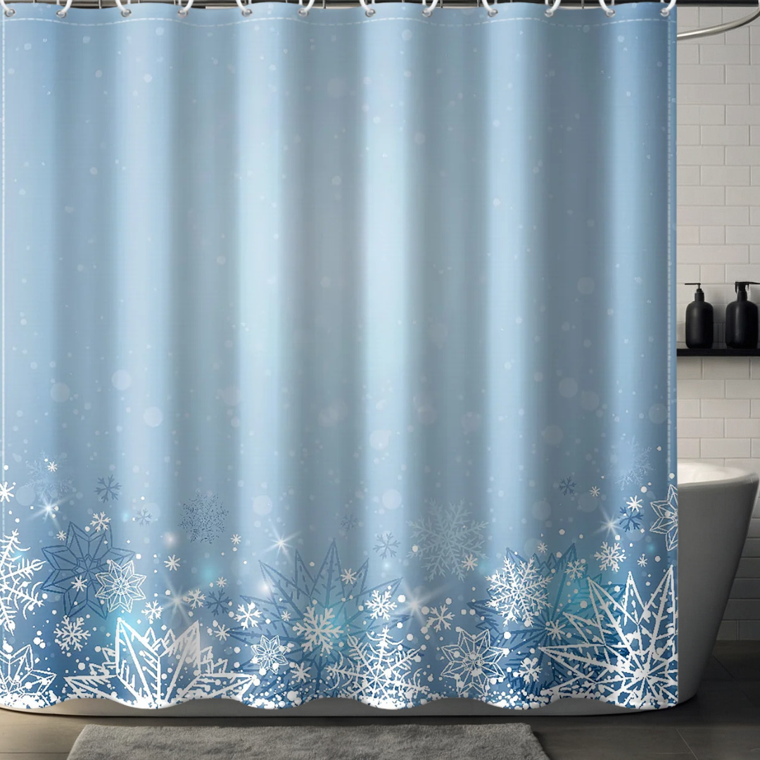 Light Blue Snowflake Shower Curtain