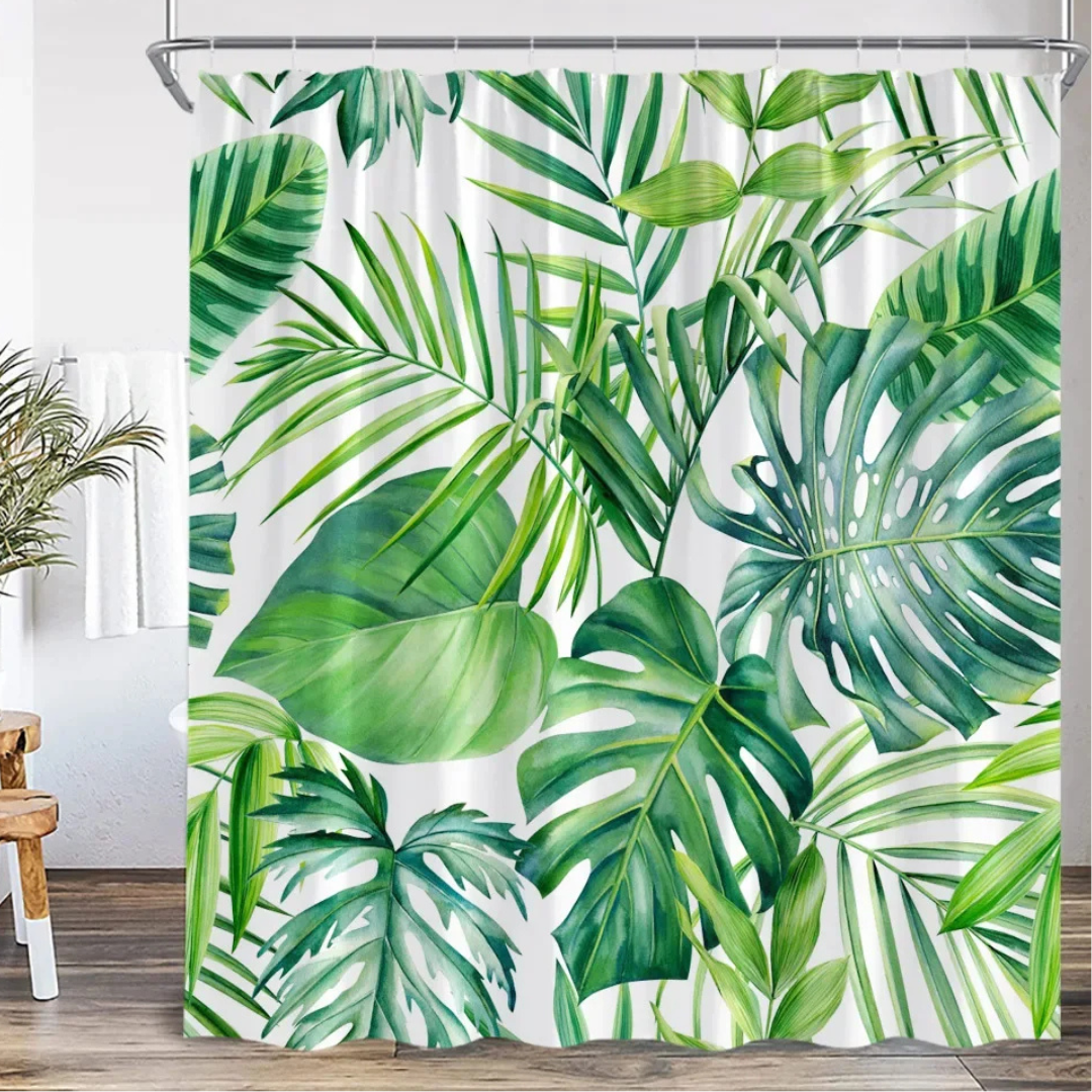Light Green Monstera Shower Curtain