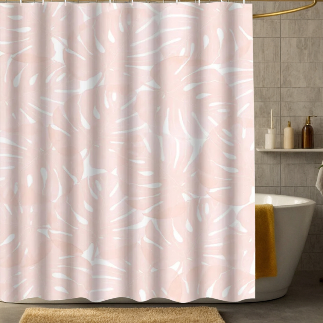 Light Pink Monstera Shower Curtain