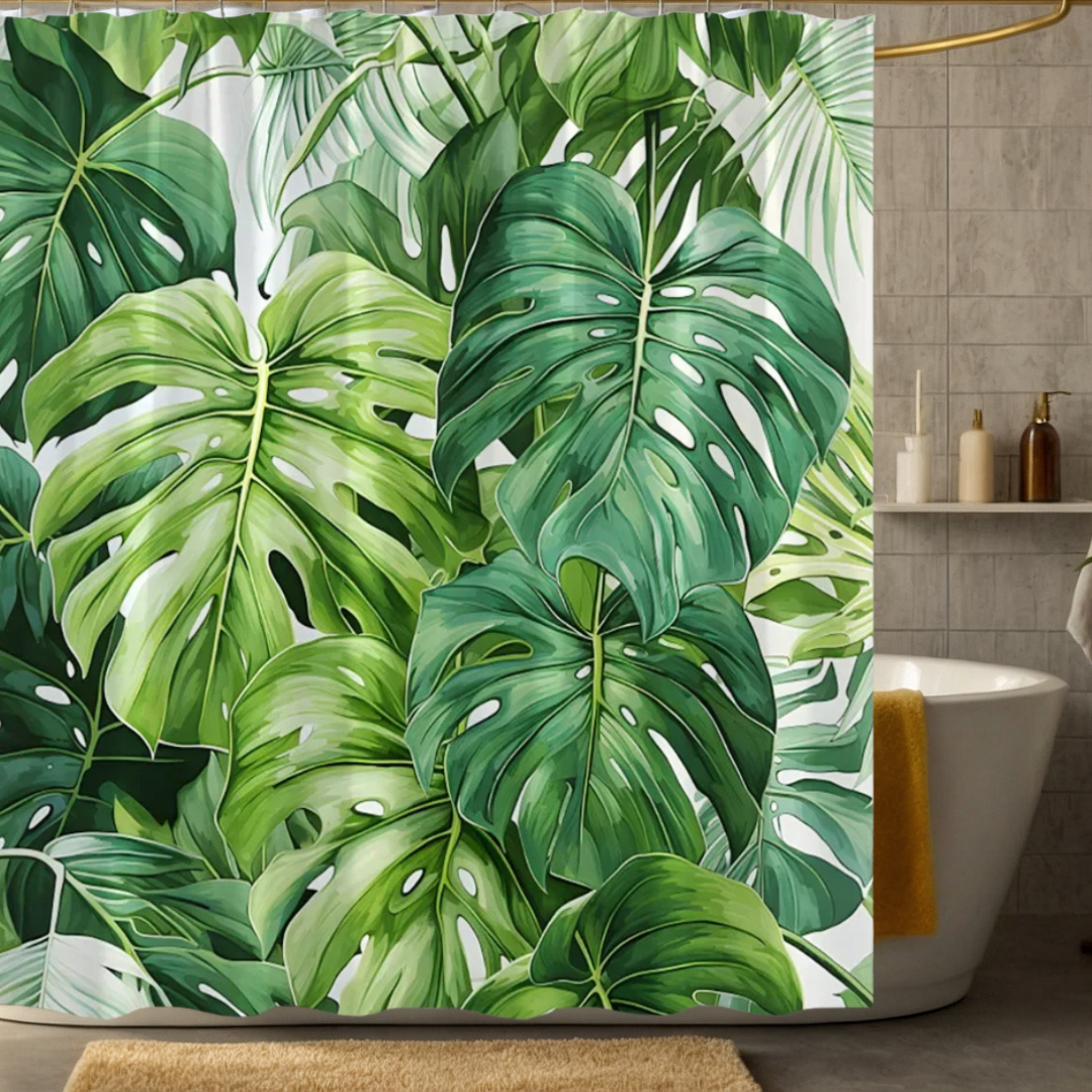 Lila Dream Monstera Leaves Shower Curtain