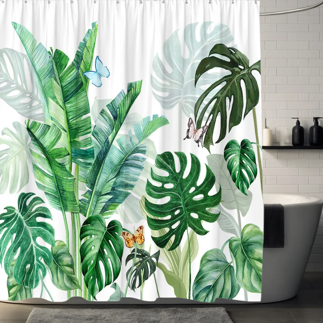 Mabel Soft Monstera Shower Curtain