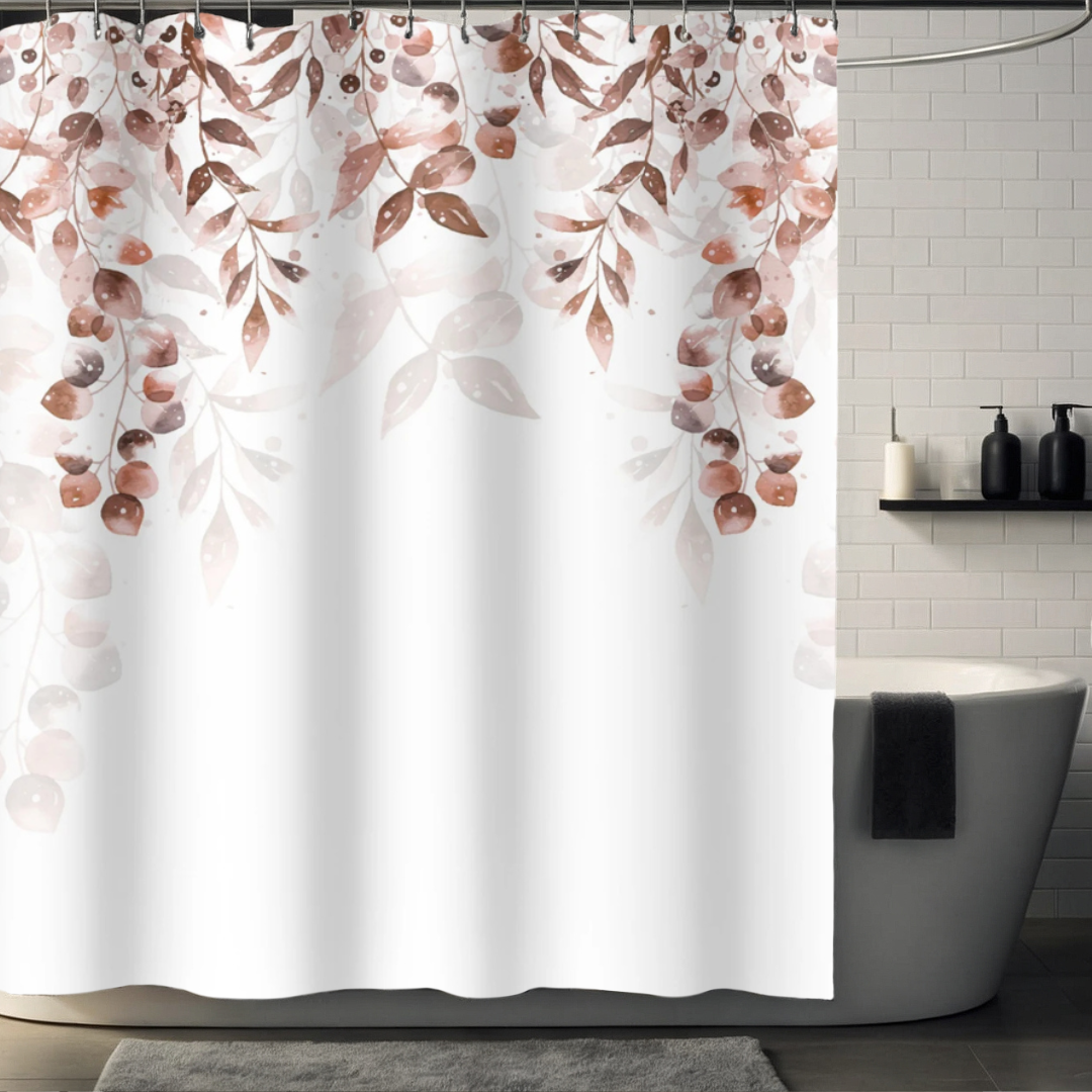 Maya Leafy Brown Eucalyptus Shower Curtain