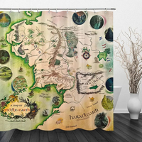 Thumbnail for green and beige Middle Earth Map Shower Curtain 