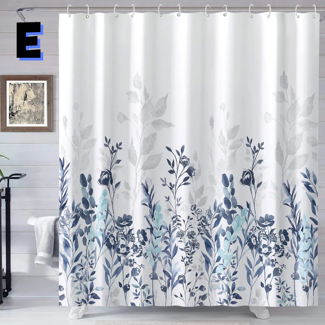 Minimalist Floral Shower Curtain WITH LEAVES