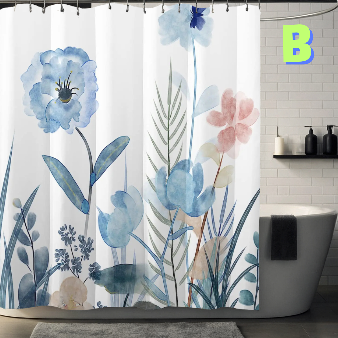 VINTAGE Minimalist Floral Shower Curtain