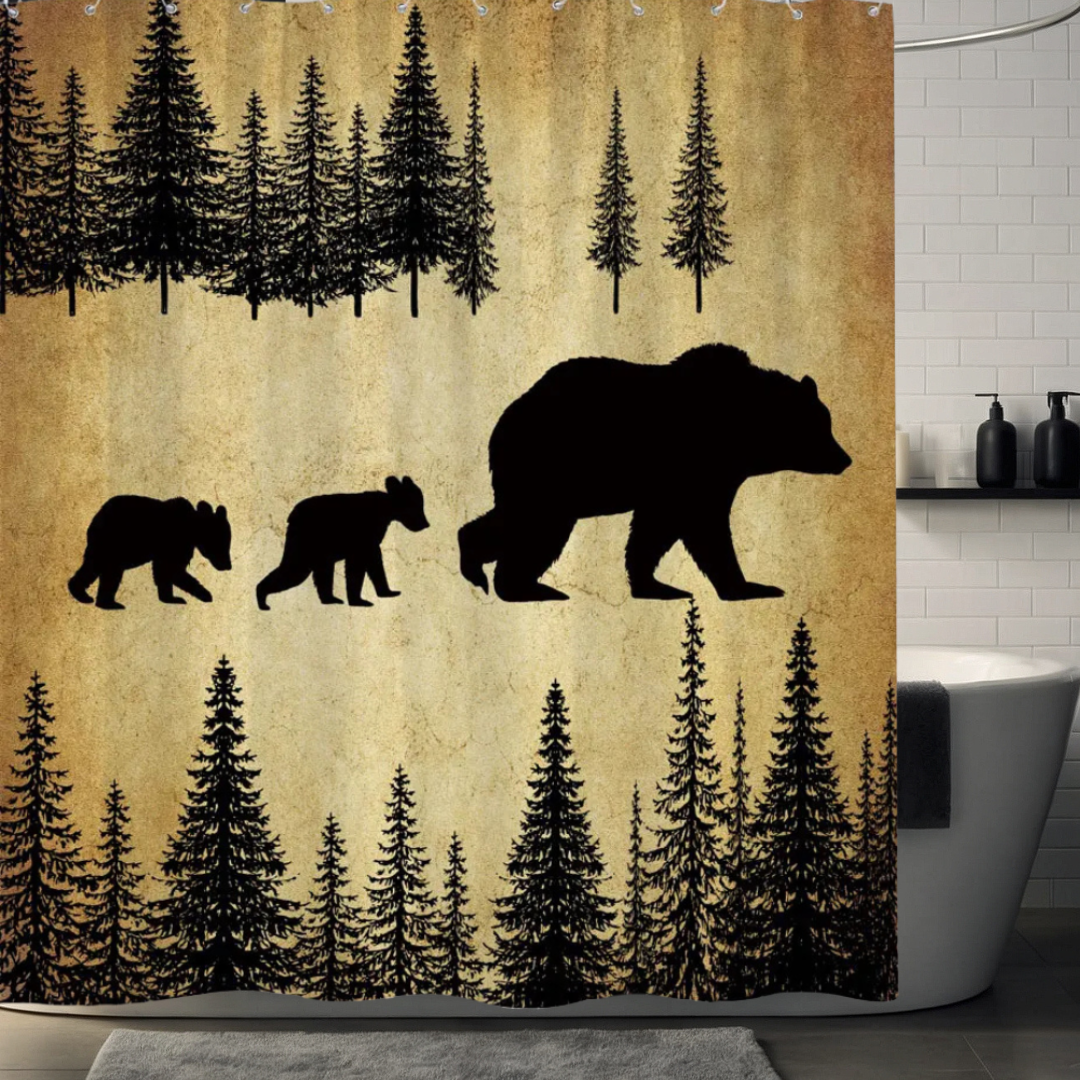 Modern Rustic Bear Shower Curtain