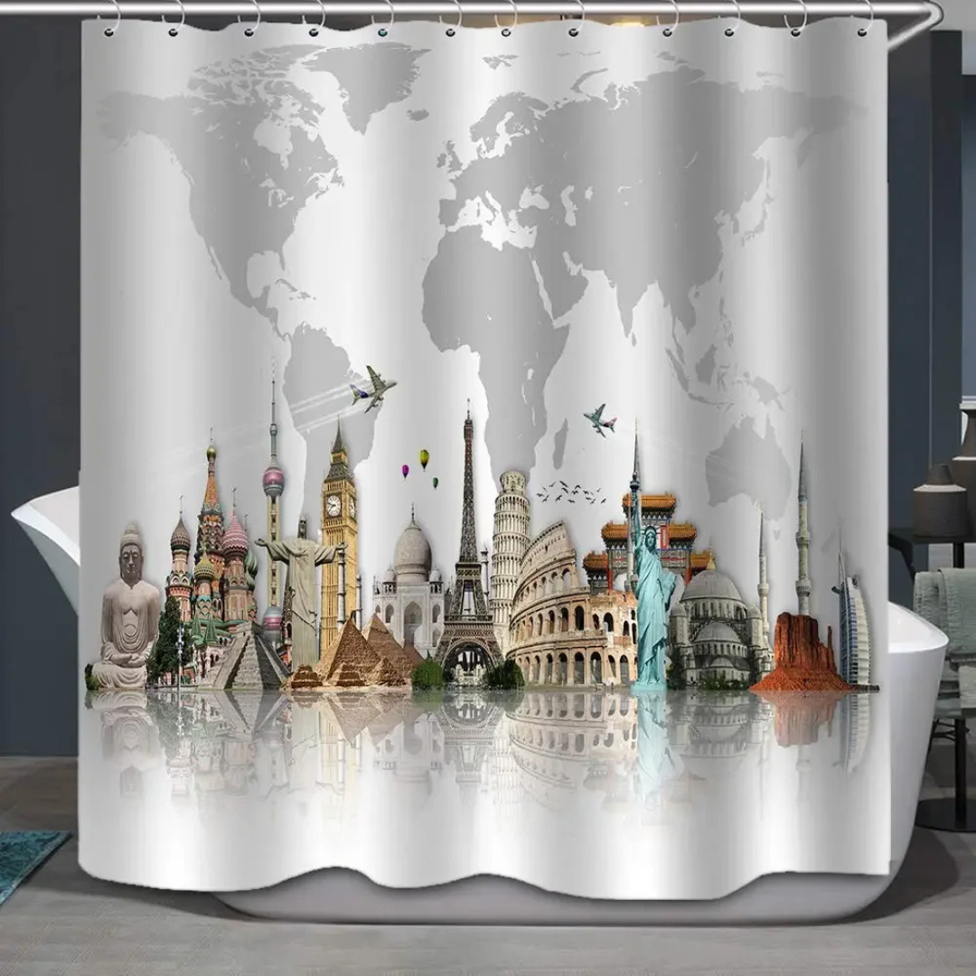Monumental World Map Shower Curtain