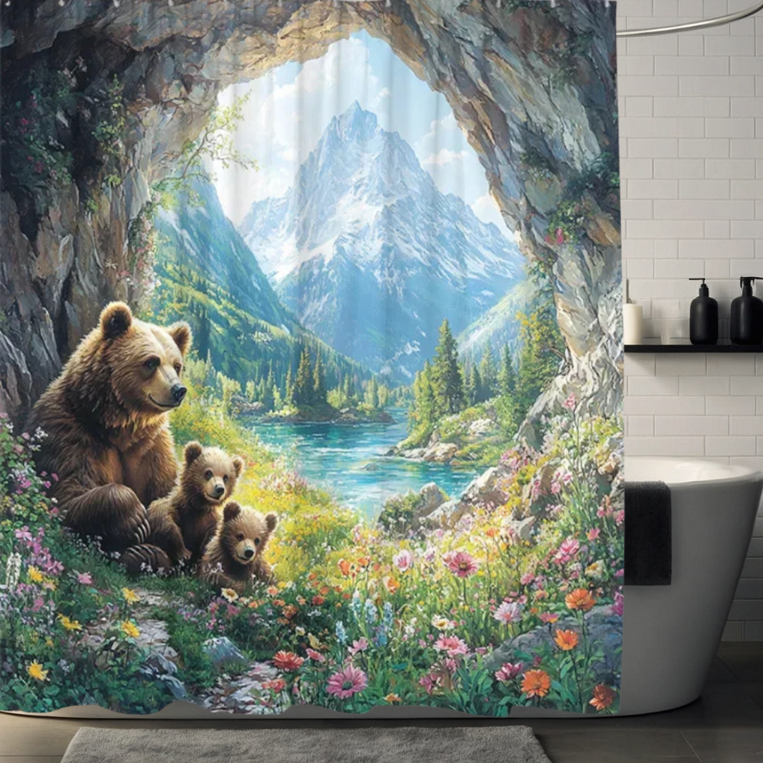 Mother & Cub Bears Shower Curtain