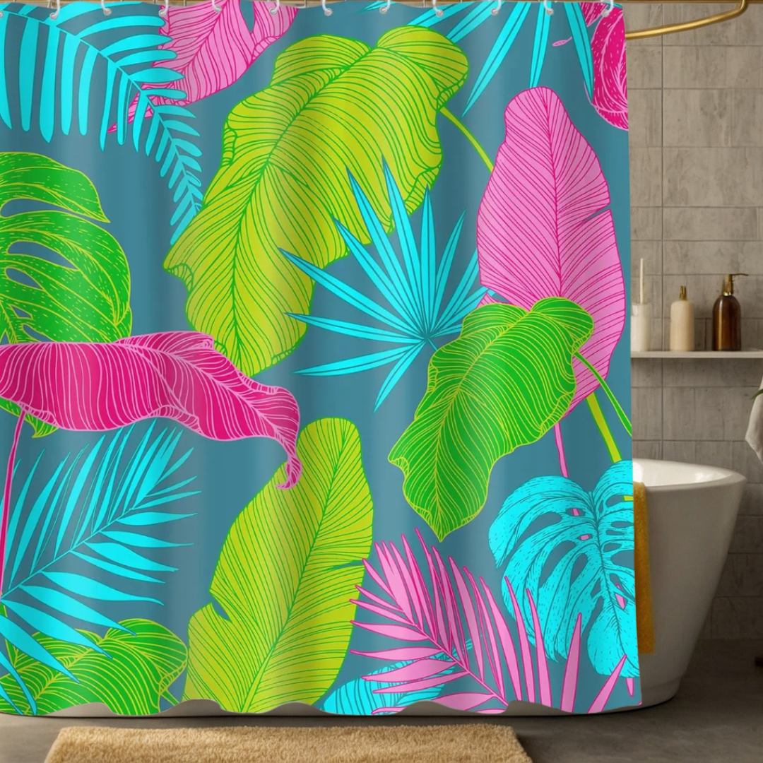 Multicolor Monstera Shower Curtain