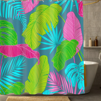 Thumbnail for Multicolor Monstera Shower Curtain